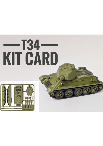 T-34-85 Tank Kit Card - Yüksek Detay 1:64 Ölçek