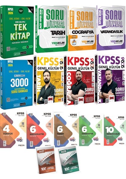 Pegem 2026 Kpss Genel Yetenek Genel Kültür Konu+Soru+Yargı+Yediiklim Kpss Tarih+Coğrafya+Vatandaşlık Soru Bankası+38 Deneme