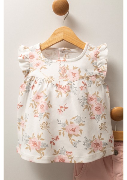 U.s.polo Kız Bebek 2li Kısa Kol Tshırt Takım Beyaz