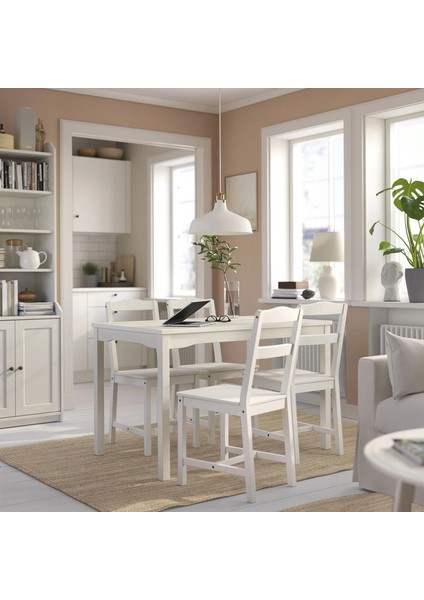 Hauga Mutfak Masası Beyaz 118 x 74 cm 4 Kişilik Kapasite Portatif fırsatları