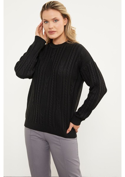 Saç Örgü Detaylı Basic Triko Kazak - Kırmızı fiyatları