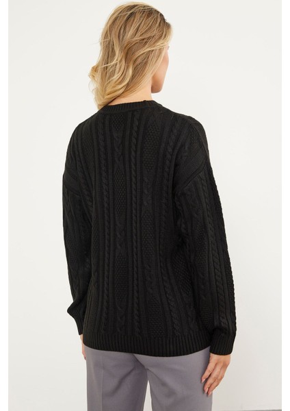 Saç Örgü Detaylı Basic Triko Kazak - Kırmızı fırsatları