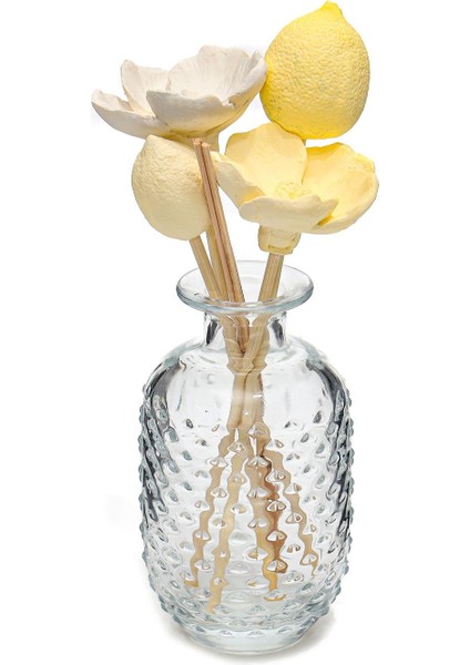 Limon ve Çiçek Seramik Taş Dekorlu Vazo