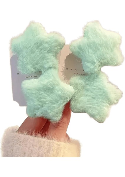 1/12PCS Kaık Yıldız Saç Tokaları Çocuk Kız Sevimli Tatlı Peluş Saç Klipleri Günlük Buluşma Yan Patlama Klipler Parti Moda Aksesuar Renk: Yeşil-4pcs (Yurt Dışından)