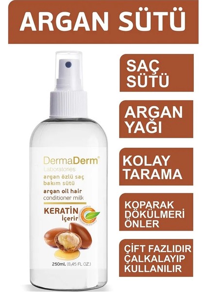 Keratin ve Kolajenli Argan Özlü Saç Bakım Sütü 250 Ml.