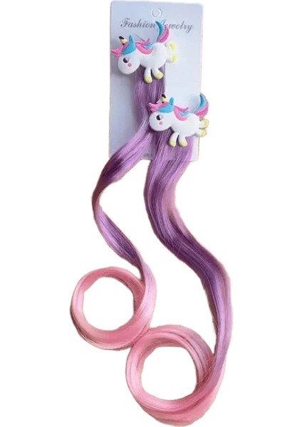 Yeni Koreli Yaylar Saç Klipler Prenses Bağlar Kızlar Renkli Peruklar Unicorn At Kuyruğu Saç Klipler Kenar Giysiler Braid Kids Hediye Aksesuarları Renk: 2pcs 2 (Yurt Dışından)