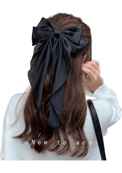 Zarif Yay Şerit Saç Klip Moda Basit Katı Katı Saten Yay Klipsli Saç Pimi Retro Kafa Bandı Klipler (Yurt Dışından)