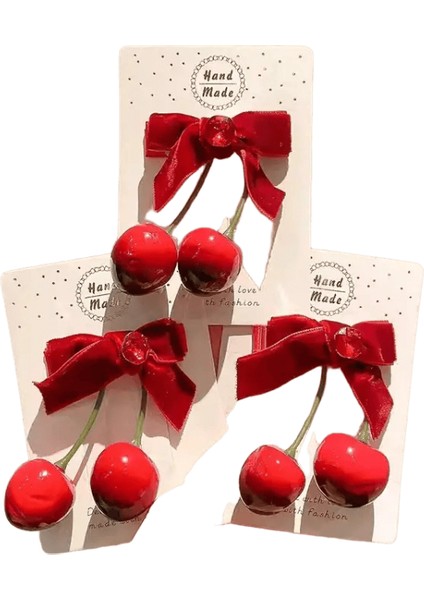 Kiraz Kırmızı Yay Velvet Doku Zarif Saç Klipsi Şık Çok Yönlü Kenar Saçkinli Tatlı Serin Have Kir Mahkesi Saç Aksesuarları Renk: Red3 (Yurt Dışından)