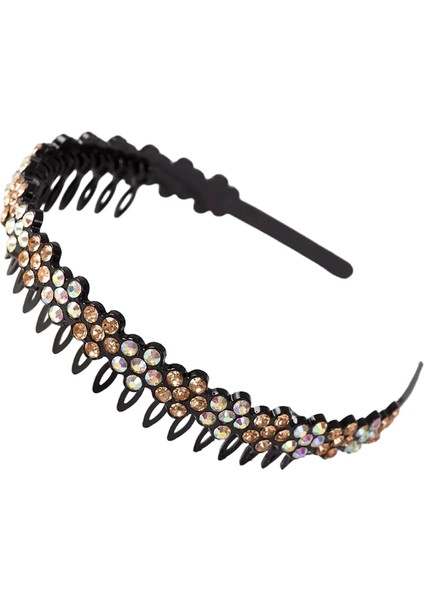 Unisex Alice Saç Bandı Çerçeve Baş Bandı Erkek Kadın Spor Saç Band Çember Top Metal Çift Bangs Çiçek Rhinestone Saç Aksesuarları Renk: Fchampagneab (Yurt Dışından)