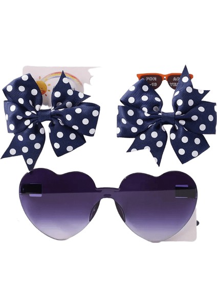 3pcs/set Çocuklar Sevimli Katı Nokta Saç Tokası Renkli Kalp Güneş Gözlükleri Set Kızlar Butik Bowknot Saç Klipleri Çocuklar Saç Aksesuarları: 4316-12 (Yurt Dışından)
