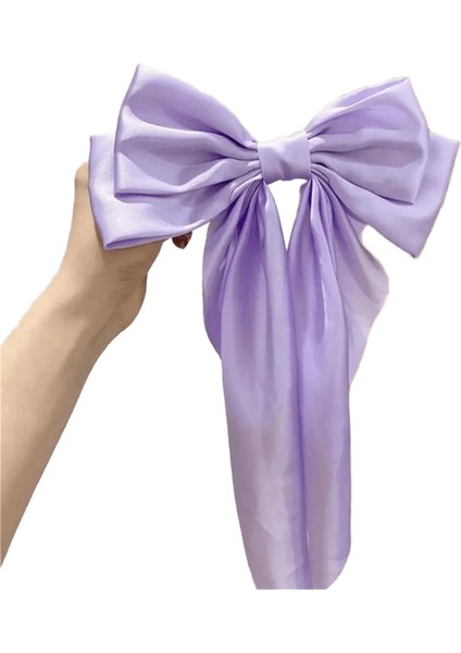 Zarif Yay Şerit Saç Klipli Moda Basit Katı Katı Saten Yay Klipsli Saç Pin Retro Kafa Bandı Klipsli Kızlar Saç Aksesuarları Metal Renk: SH5002-PURPLE (Yurt Dışından)
