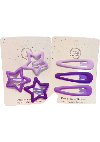 2023 Yeni 3 Pc/set Çocuklar Sevimli Mor Pembe Geometrik Yıldızlar Kalp Saç Klipler Bebek Kız Tatlı Saçkoplar Çocuk Saç Aksesuarları Renk: Mix 7-6 Pcs (Yurt Dışından)