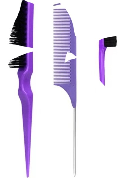 3 Adet Saç Şekillendirici Tarak Seti Teasing Saç Fırçası Üçlü Teasing Tarak Sıçan Kuyruğu Taraklar Kenar Fırçası Saç Kuyruğu Araçları Örgü Aracı Döngü Renk: Mor (Yurt Dışından)