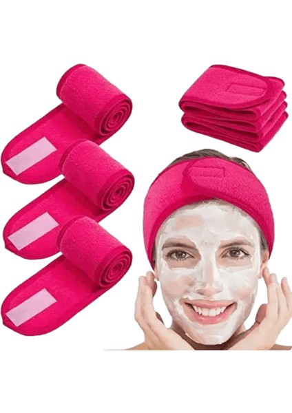 Ayarlanabilir Baş Band Kadın Spa Geniş Saç Bandı Yoga Banyo Duş Makyaj Yüzü Kozmetik Kafa Bandı Yumuşak Havlu Saç Aksesuarları Renk: Gül Kırmızı-3 Pcs (Yurt Dışından)