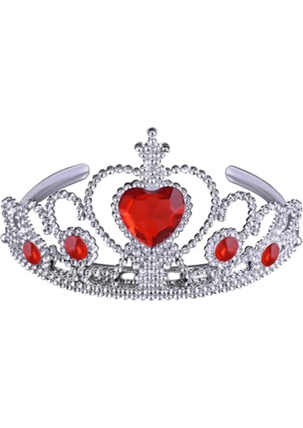 Güzel Plastik Saç Bantları Mavi Rhinestone Prenses Taç Kafa Bantları Kalp Doğum Günü Tiara Kızlar Için Saç Aksesuarları Metal Renk: Kırmızı (Yurt Dışından)