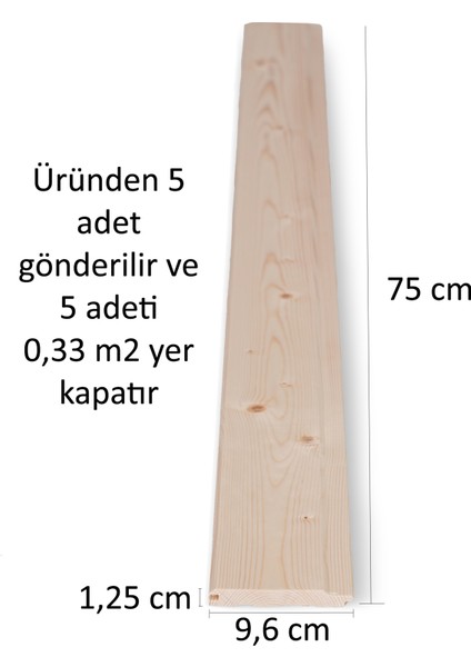 Ahşap Lambri 1,25 cm x 9,6 cm AB Kalite