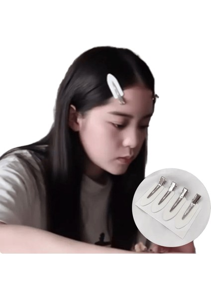 4/10PCSHAIR Aksesuarların Yan Klips Krem Yok Saç Klipsleri Yan Saç Tokası Saç Tokası Ördek Makyajı Hiçbir Eser Klips Klipsleri Renk: 4pcs Beyaz (Yurt Dışından)