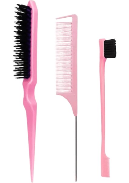 3 Adet Saç Şekillendirici Tarak Seti Teasing Saç Fırçası Üçlü Teasing Tarak Sıçan Kuyruğu Taraklar Kenar Fırçası Saç Kuyruğu Araçları Örgü Aracı Döngü Renk: Pembe (Yurt Dışından)