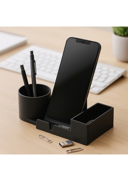 Masaüstü Telefon Standı ve Organizer | Minimalist 3’ü 1 Arada Düzenleyici