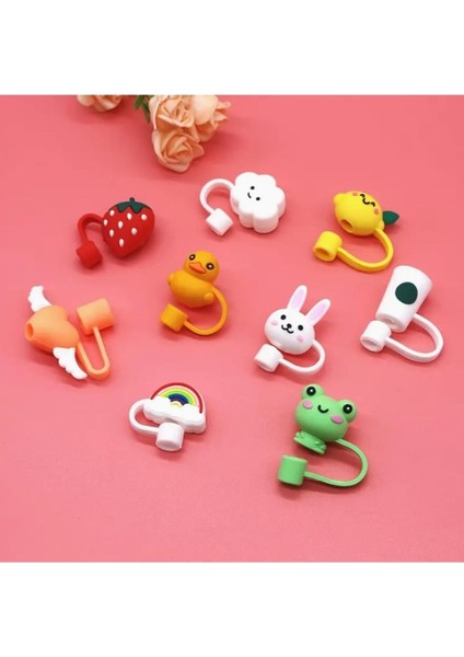 1 Adet Sevimli Karikatür Silikon Stnly Pipet Kapakları 10 mm