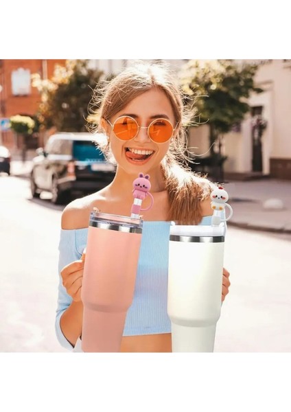 1 Adet Sevimli Karikatür Silikon Stnly Pipet Kapakları 10 mm fiyatları