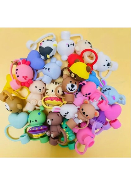 1 Adet Sevimli Karikatür Silikon Stnly Pipet Kapakları 10 mm modelleri