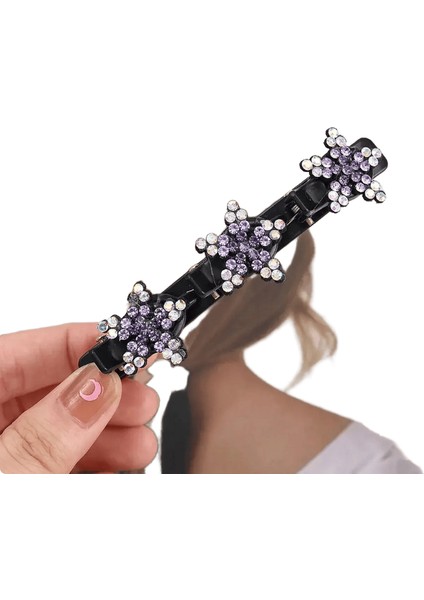 Moda Kristal Çiçekler Saç Klipleri Kadınlar Kızlar Rhinestones Örgü Saç Patlamaları Patlama Yan Klips Koreli Saç Aksesuarları Renk: B-01 (Yurt Dışından)