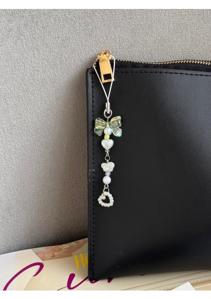 Yeşil Telefon Charm, Coquette Fiyonk Telefon Süsü Telefon Ipi Yeşil Fiyonk Telefon Askısı