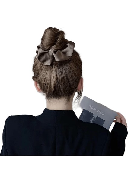 1pcs Kadınlar Ipek Saten Scrunchies Koreli Bayan Kızlar Elastics Saç Band Ponytail Saç Aksesuarları Tutma Renk: Mocha (Yurt Dışından)
