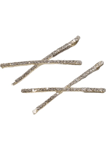 2pcs Çapraz Kristal Saç Penileri Rhinestone x Saç Klipsleri Ettes Basit Yan Klip Gelin Money Kız Moda Saç Aksesuarları Newcolor: Gümüş (Yurt Dışından)