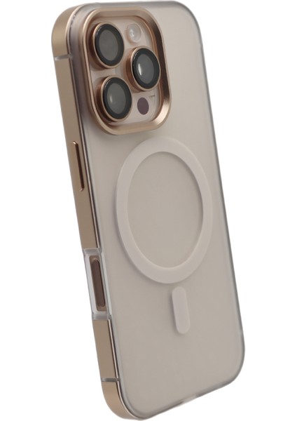 Iphone 16 Pro Max Çerçeveli Magsafe Kılıf Gold modelleri