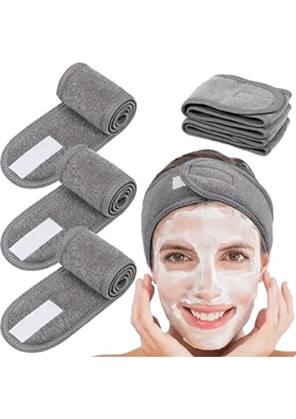 Ayarlanabilir Kafa Bandı Kadınlar Spa Geniş Saç Bandı Yoga Banyo Duş Makyaj Yı Yüz Kozmetik Kafa Bandı Yumuşak Havlu Saç Aksesuar: Siyah Beyaz Gri -3p (Yurt Dışından)