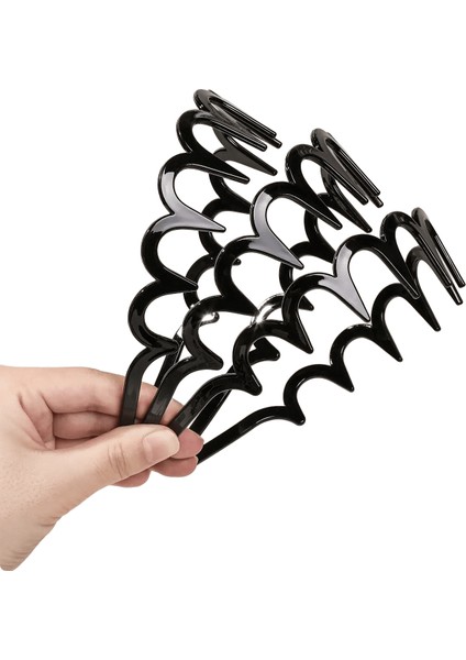 3 Adet Tarak Bantları ile Siyah Dalgalı, Kaymaz Moda Zikzak Kafa Bantları, Kadınlar Için Saç Aksesuar Girlscolor: Stil D (Yurt Dışından)