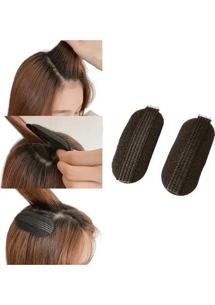 Puf Kafa Yastığı Görünmez Kaık Saç Klipsli Sünger Pimler Topuz Yumru Hacim Saç Tabanı Kızlar Için Saç Aksesuar Saç Pimleri Renk: Siyah 2pcs 7.8x3.3cm (Yurt Dışından)
