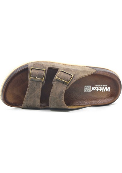 Witta Çift Tokalı Ortopedik Günlük Kaymaz Yumuşak Deri Ev Dışarı Terliği fiyatları