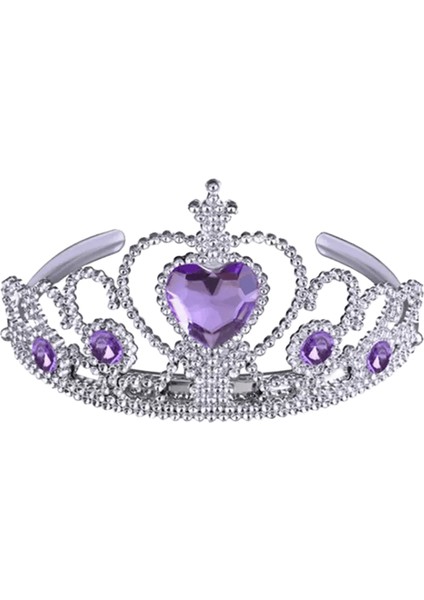 Güzel Plastik Saç Bantları Mavi Rhinestone Prenses Taç Kafa Bantları Kalp Doğum Günü Tiara Kızlar Için Saç Aksesuarları Metal Renk: Mor (Yurt Dışından)