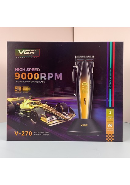 V-270 9000RPM Metal Şarj Edilebilir Profesyonel Saç Kesme
