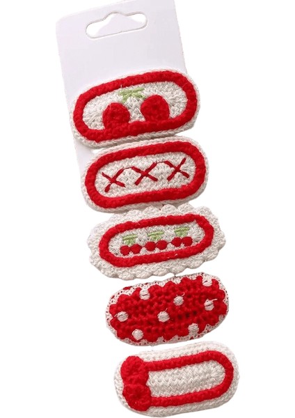 5pcs Kore Saç Tokası Çocuklar Için Küçük Kızlar Sevimli Tatlı Çiçek Örgü Peluş Çocuklar Ettes Tavan Saç Aksesuarları Renk: Kırmızı (Yurt Dışından)