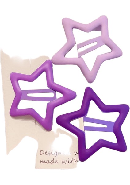 2023 Yeni 3 Pc/set Çocuklar Sevimli Mor Pembe Geometrik Yıldızlar Kalp Saç Klipler Bebek Kız Tatlı Saçkoplar Çocuk Saç Accessoriescolor: Mor-3pcs (Yurt Dışından)