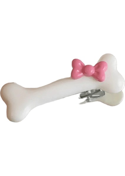 Kawaii Pembe Yay Köpek Kemik Şekil Saç Klipler Popüler Siyah Beyaz Kemik Saçkop Kızları Cazibe Güzel Duckbill Ettes Accessoriescolor: Beyaz (Yurt Dışından)