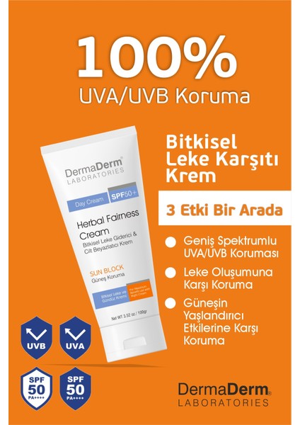 Spf 50+ Bitkisel Leke Giderici Cilt Beyazlatıcı Gündüz Leke Kremi 100 Ml. fiyatları