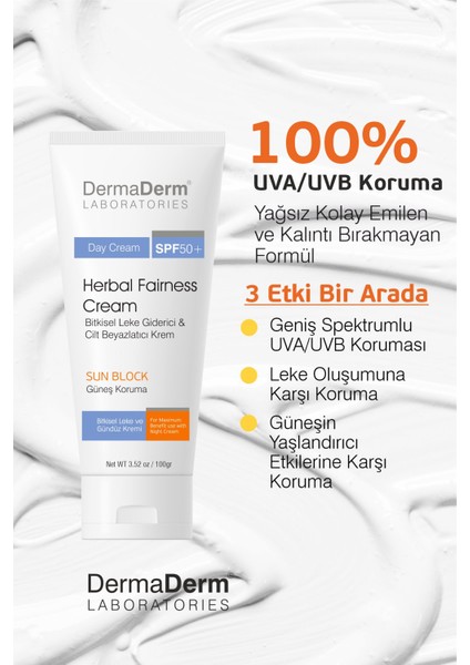 Spf 50+ Bitkisel Leke Giderici Cilt Beyazlatıcı Gündüz Leke Kremi 100 Ml. modelleri