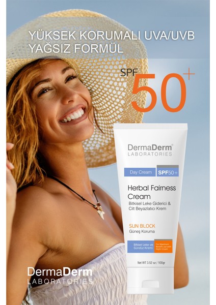 Spf 50+ Bitkisel Leke Giderici Cilt Beyazlatıcı Gündüz Leke Kremi 100 Ml.