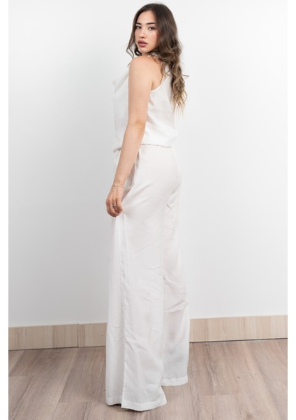 Tencel Kumaş Hafifliği Degaje Yaka Detay ve Bol Paça Pantolon Takım 1227 modelleri