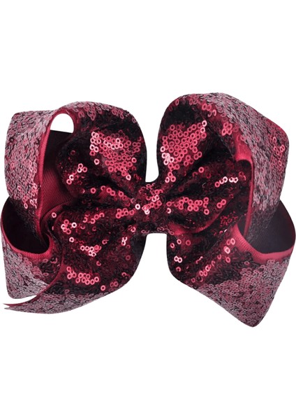 Güzel 8 Inç/6 Inç Çocuk Kızlar Gökkuşağı Büyük Büyük Saç Yay Payetleri Saç Aksesuarları Kadın Parlayan Timsah Parti Saç Klipleri Renk: Şarap (Yurt Dışından)