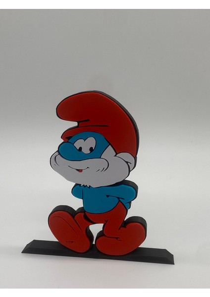 Renkli Şirin Baba Masa Üstü Figürü, 3D Baskı, Mavi