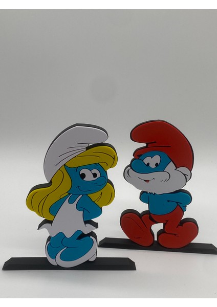 Renkli Şirin Baba Masa Üstü Figürü, 3D Baskı, Mavi modelleri