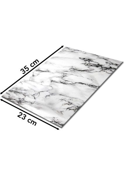 Mermer Görünümlü Cam Kesme Tahtası, Silikon Ayaklı, Sunum Kesim Doğrama Tablası, Temperli ve Rodajlı fiyatları