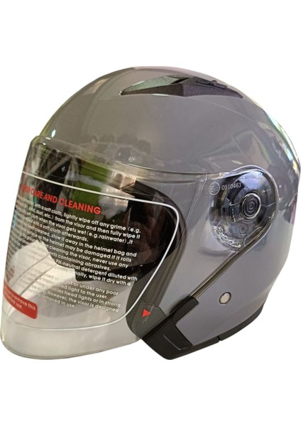 Güneş Vizörlü Açık Motosiklet Kaskı (Parlak Gri) fiyatları