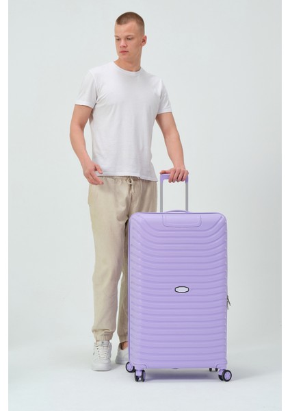 Unisex Lila Büyük Boy Silikon Kırılmaz Pp Valiz